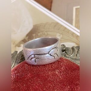 Sterling Silver Pleiades Horse & Spiral Pictograph Ring